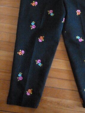 BLACK, EMBROIDERED MATERIAL IN THESE 14p PANTS, LINED